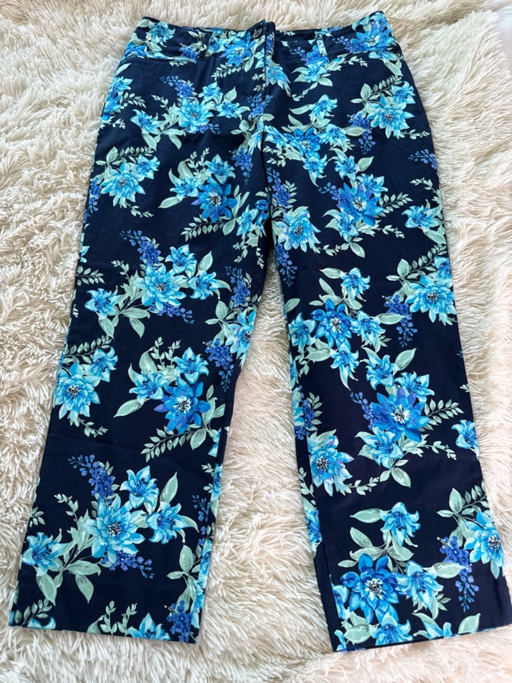 NWT Talbots Floral Cropped Cotton Pants Size 14